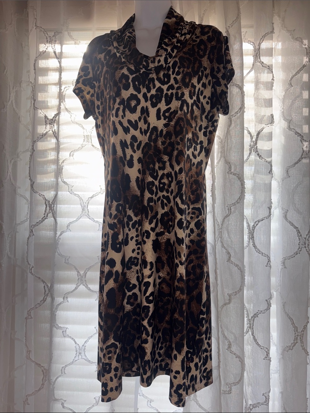 Liz Claiborne Leopard Print Midi Dress - Brown, Black & Cream